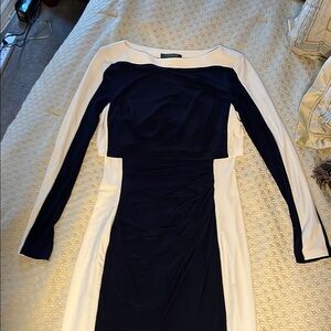 Lauren Ralph Lauren Black and White Sheath Dress with Raglan Sleeves